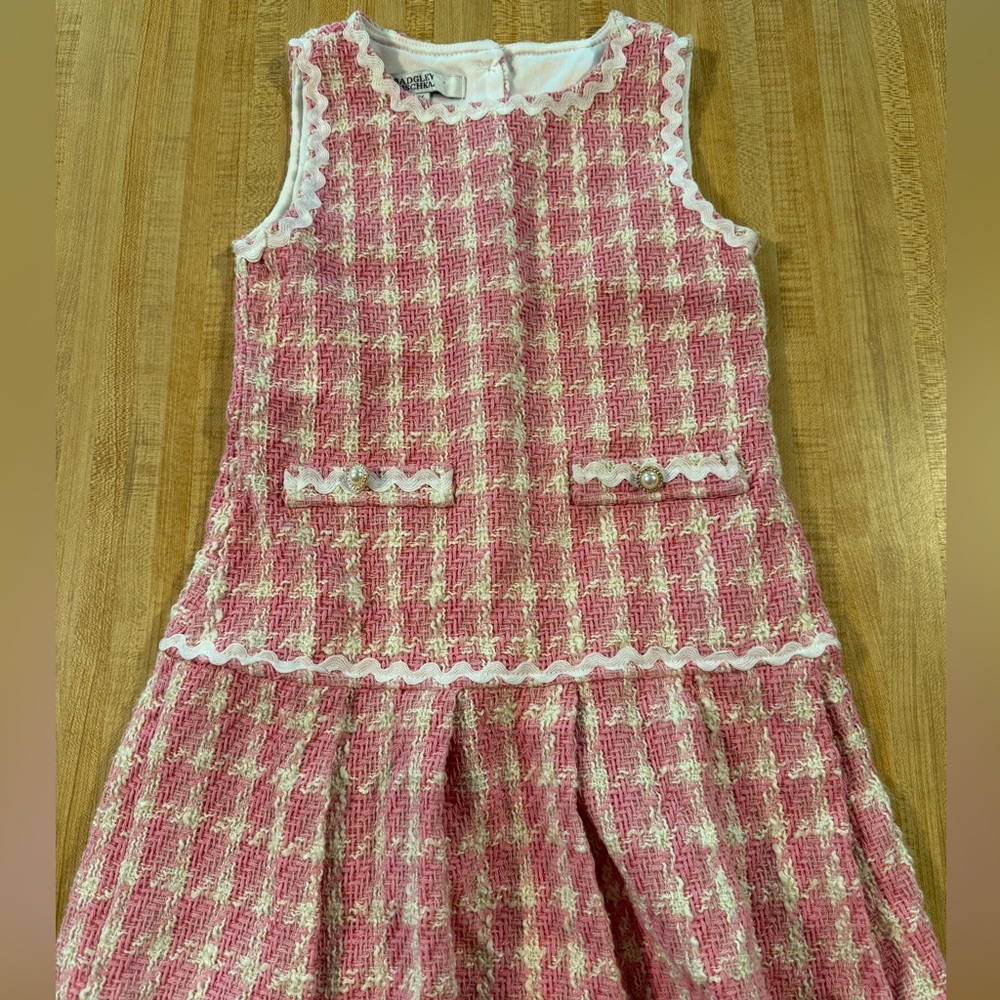 Badgley Mischka Pink and Cream Textured Girl’s Dress Size 6x